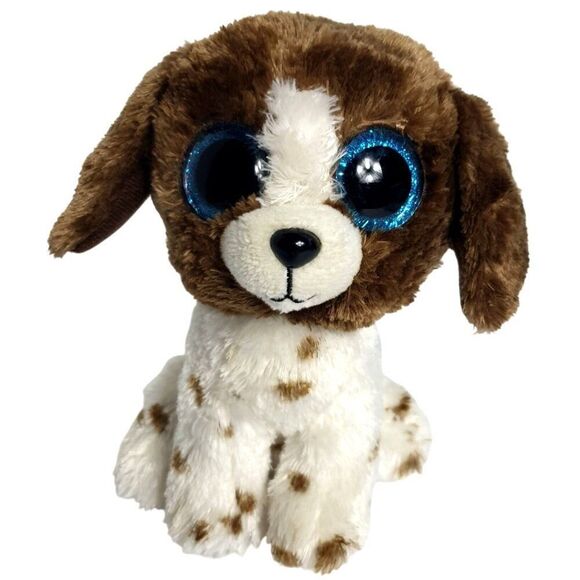 Ty Beanie Boos MUDDLES White Brown Spotted 5.5" Plush Dog Big Blue Glittered Eye - Picture 5 of 5